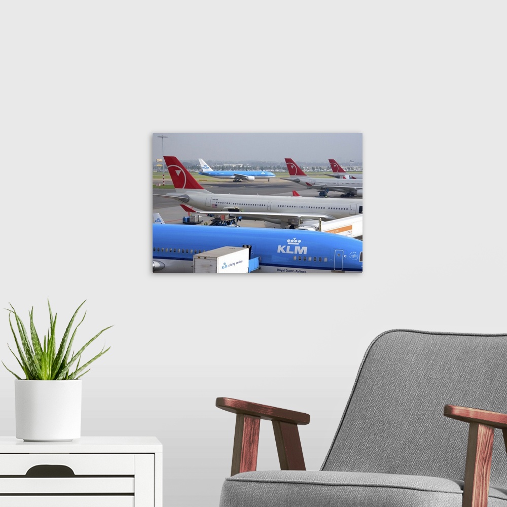 A modern room featuring Airplanes at Schiphol Airport in Amsterdam, Netherlands.