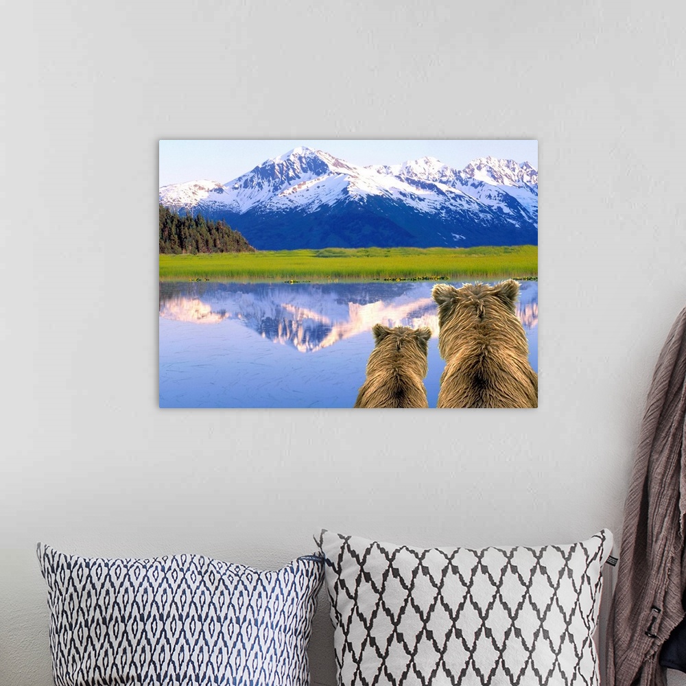 A bohemian room featuring Alaska Brown Bears (Ursus arctos) Alaska, Digital Composite.