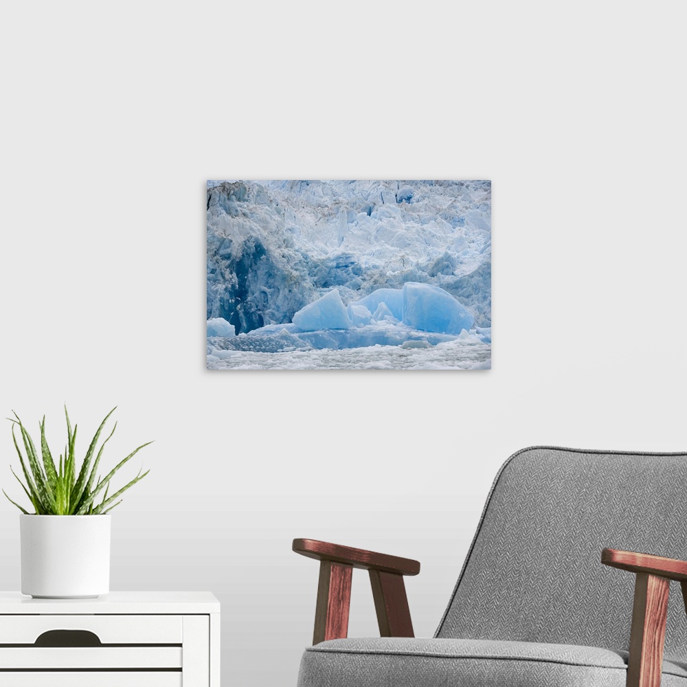 A modern room featuring USA, Alaska, Tongass National Forest, Tracy Arm - Fords Terror Wilderness, densely packed blue ic...