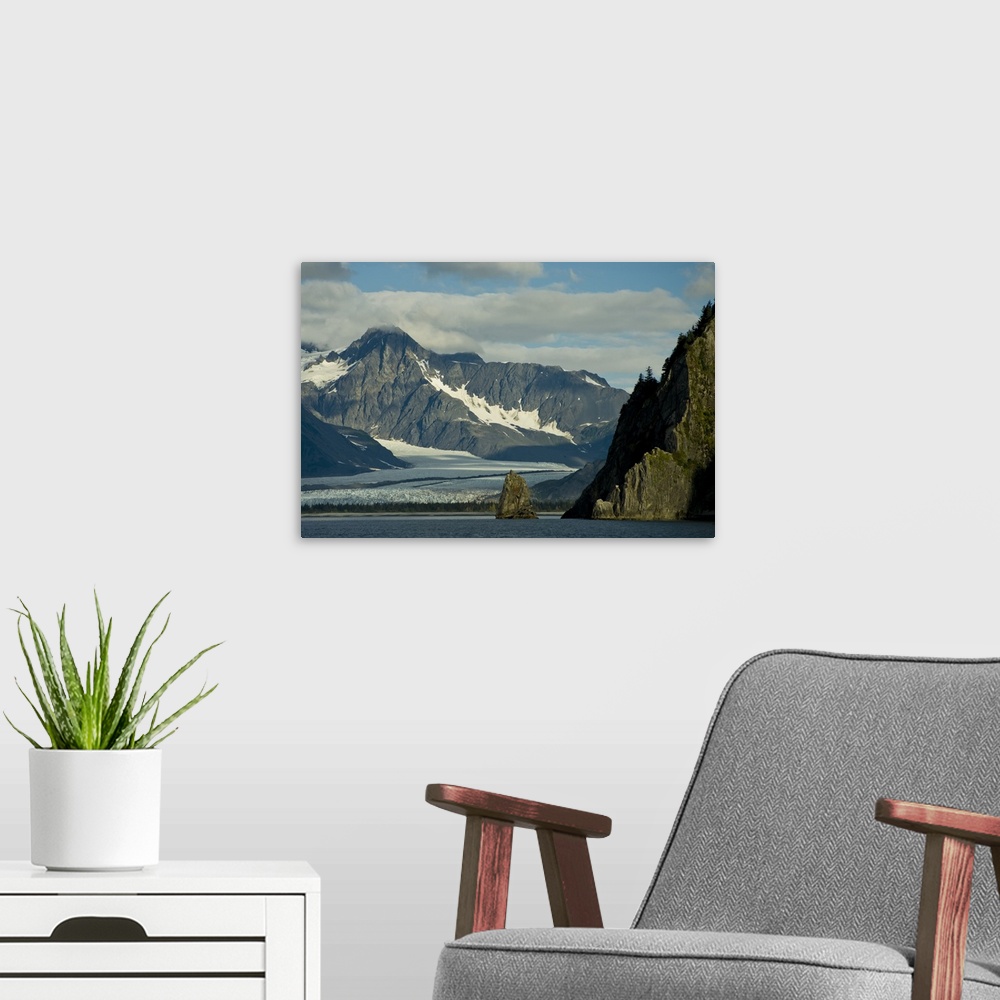 A modern room featuring Pacific Northwest, Alaska, Kenai Fjords National Park. Bear Glacier meets the water's edge.