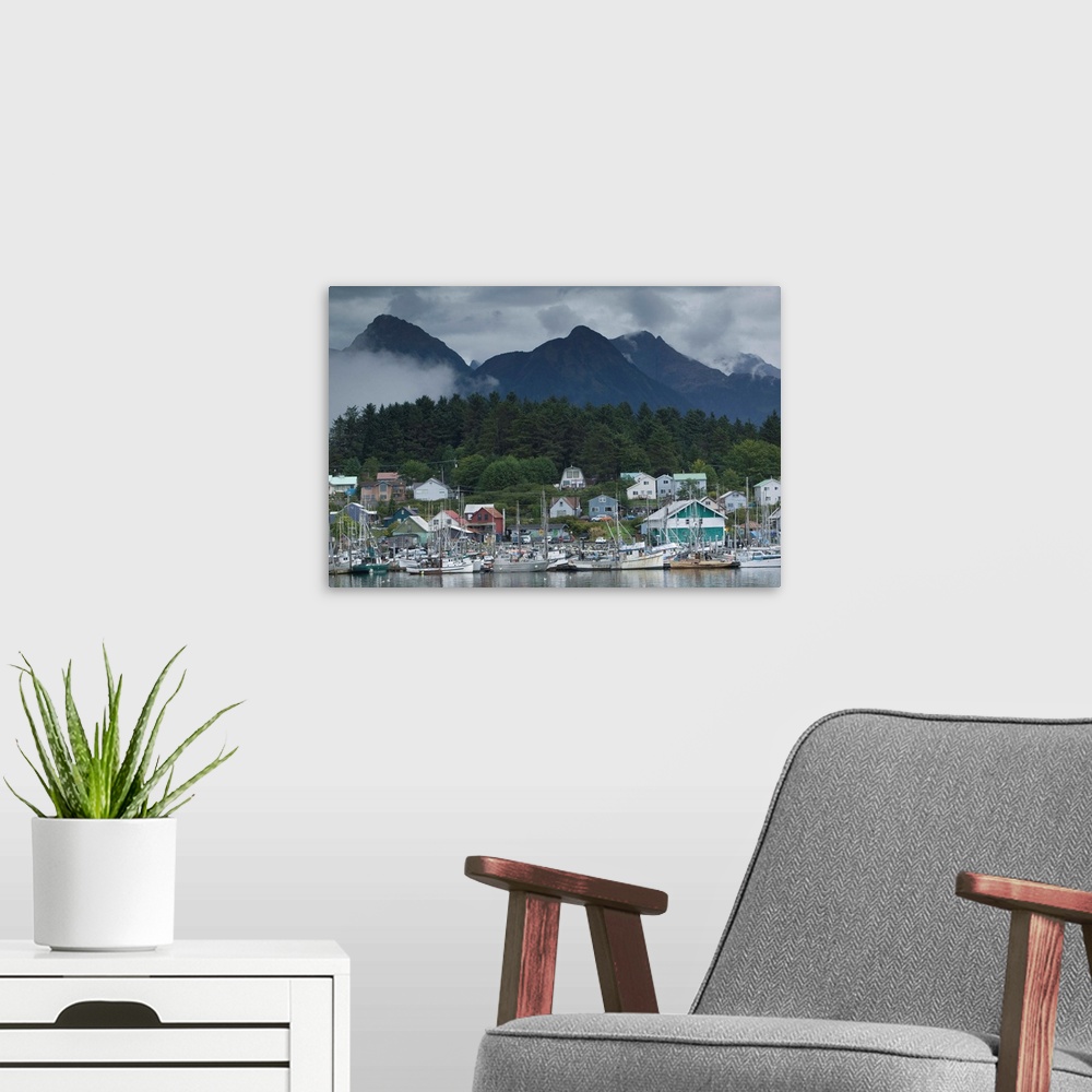 A modern room featuring Alaska, Sitka, Town and Waterfront View along Sitka Channel.