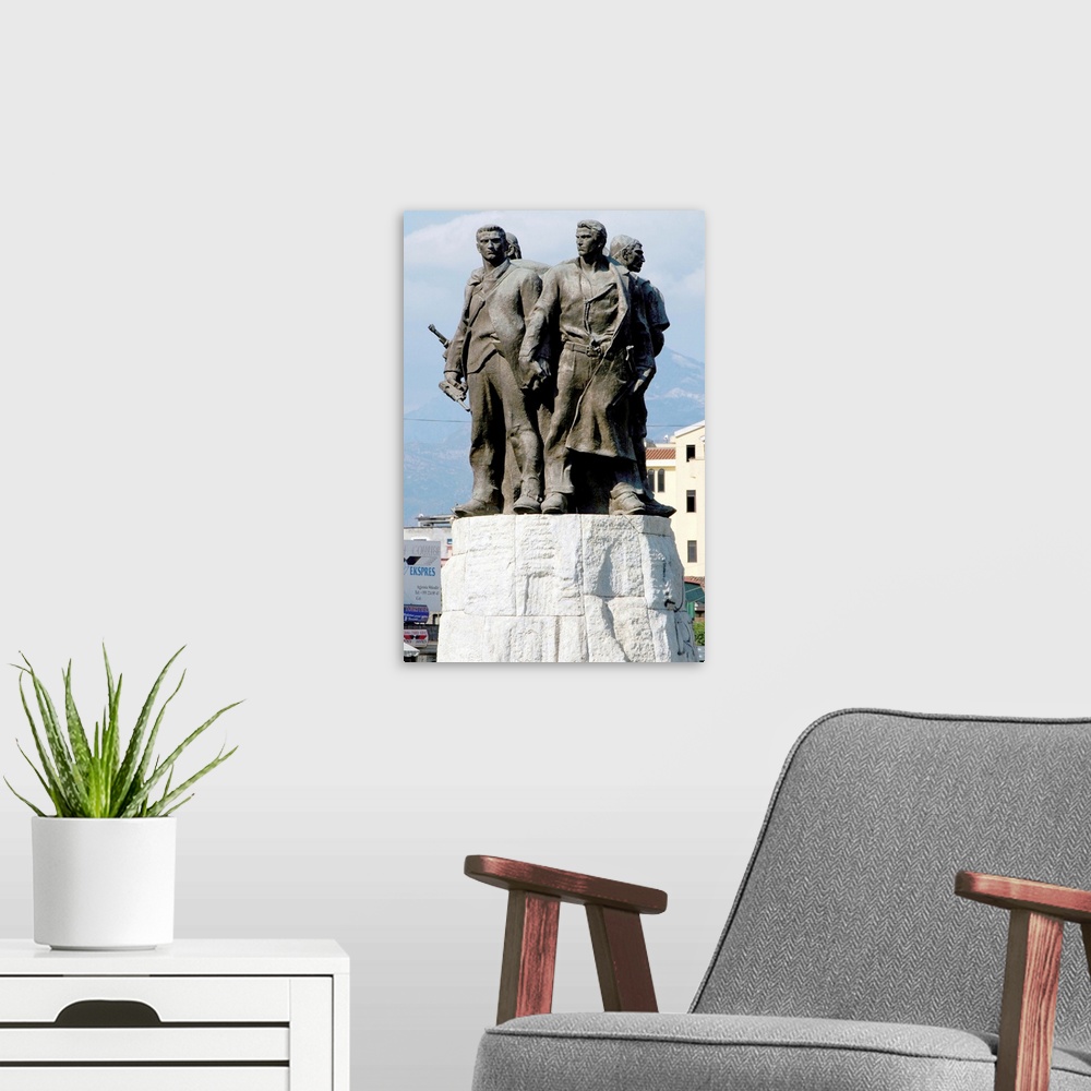 A modern room featuring REPUBLIC OF ALBANIA. Shkodra (Scutari) 5 Heroes Monument.