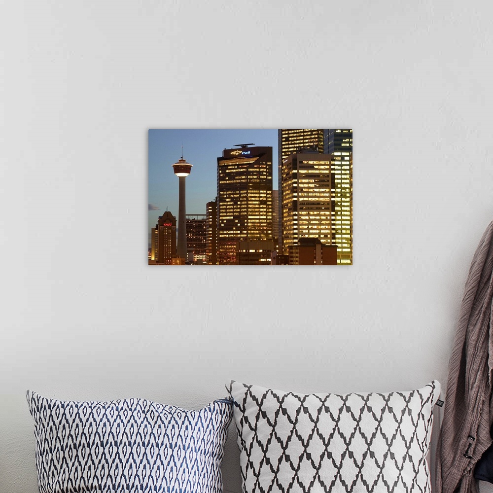 A bohemian room featuring Alberta, Calgary, Downtown Calgary, Evening Calgary Tower and City