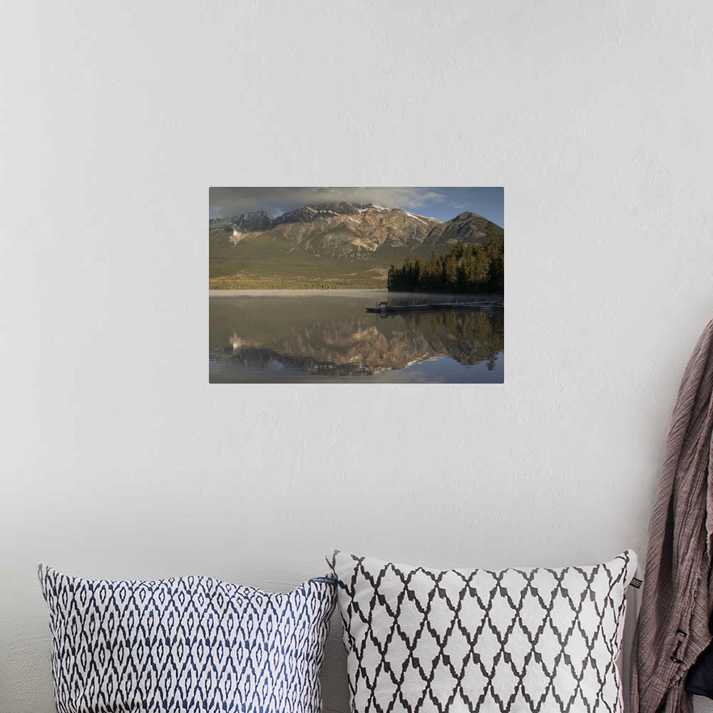 A bohemian room featuring Alberta, Jasper National Park, Dawn Light on Pyramid Mountain and Pyramid Lake