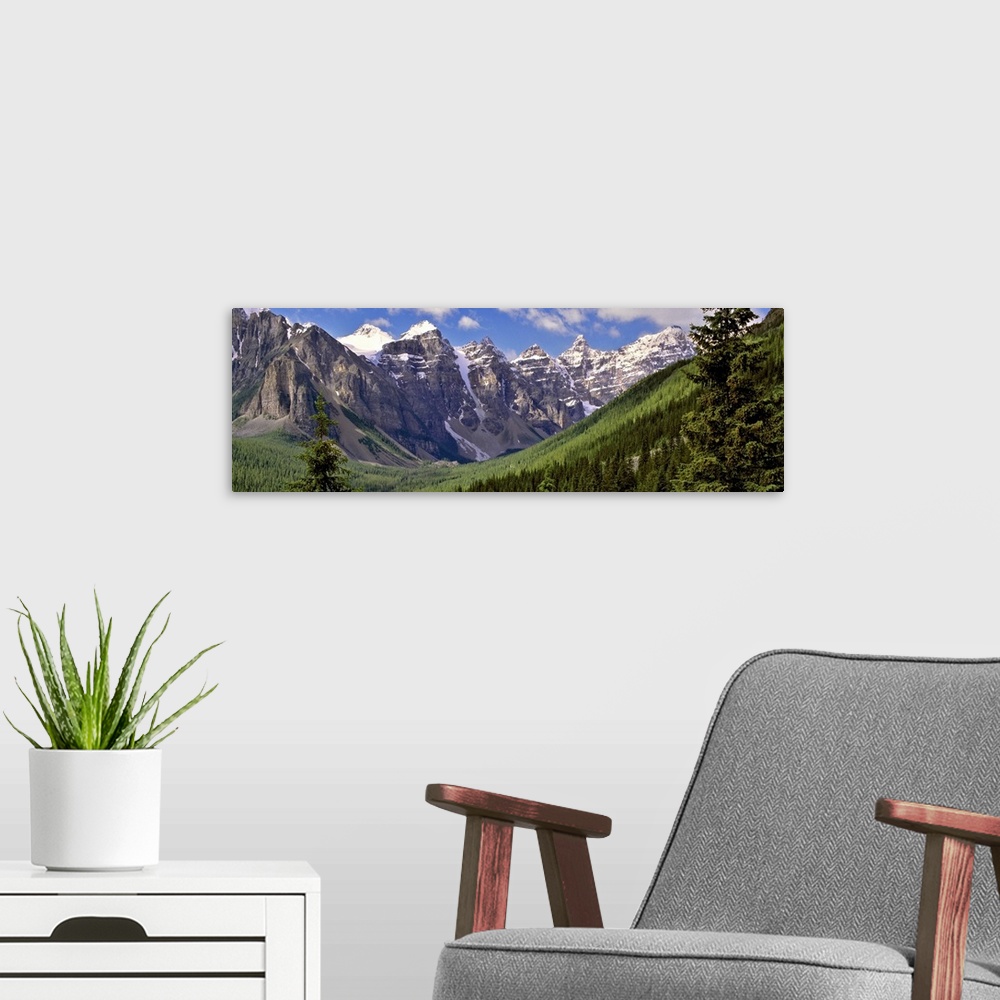 A modern room featuring Canada, Alberta, Banff NP. The Valley of the Ten Peaks is the gateway to beautiful Moraine Lake i...