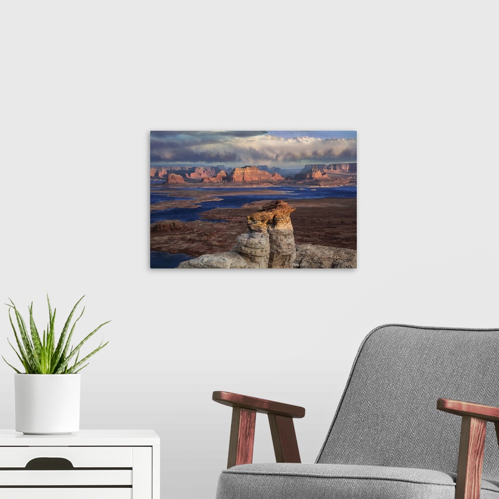 A modern room featuring Alstrom Point Page Arizona USA Lake Powell.