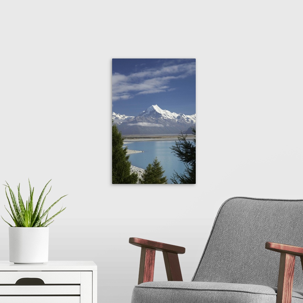 A modern room featuring Aoraki / Mt Cook, and Lake Pukaki, Canterbury, South Island, New Zealand