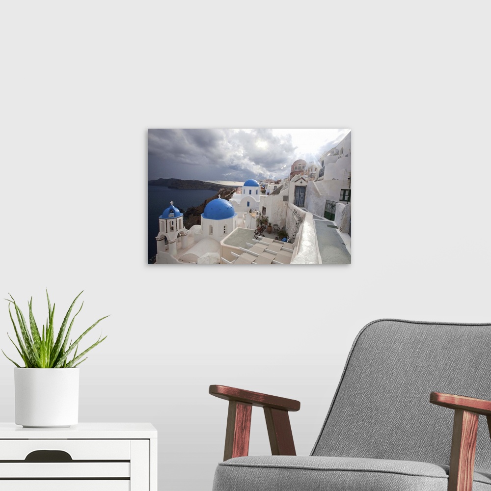A modern room featuring Oia, Santorini, Greece