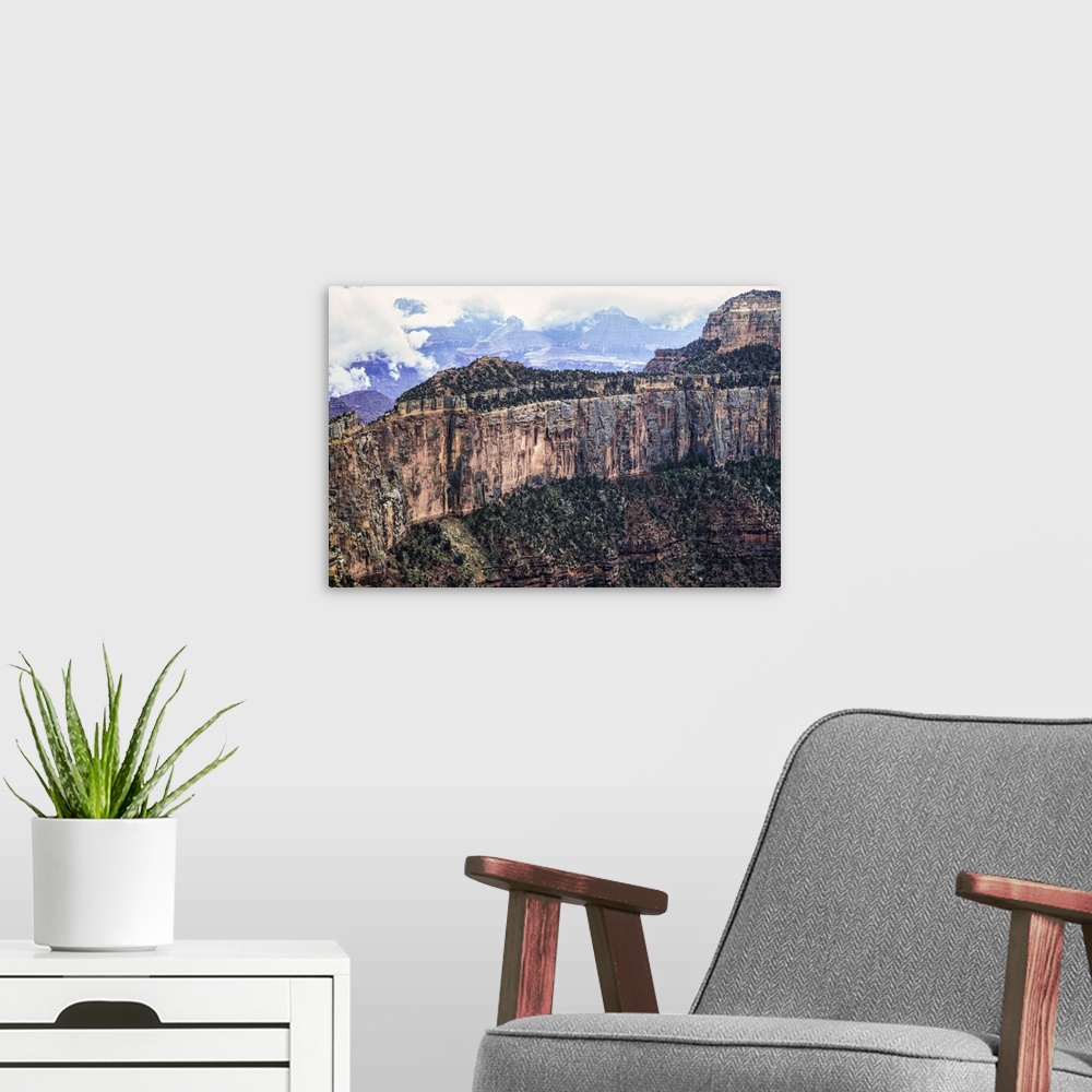 A modern room featuring USA, Arizona, Grand Canyon National Park, North Rim, View from Wedding Point at Cape Royal