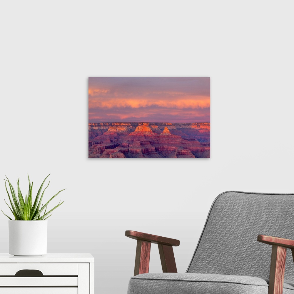 A modern room featuring Arizona, Grand Canyon National Park, South Rim, Sunset.
