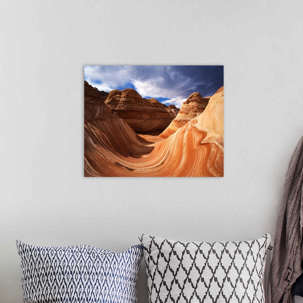 A bohemian room featuring USA, Arizona, Paria Canyon, The Wave formation in Coyote Buttes.