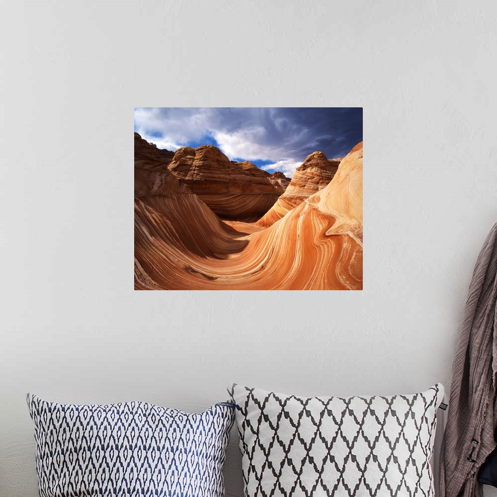 A bohemian room featuring USA, Arizona, Paria Canyon, The Wave formation in Coyote Buttes.