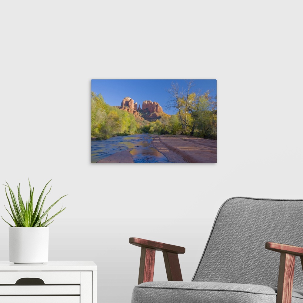 A modern room featuring Arizona, Sedona, Crescent Moon Recreation Area, Red Rock Crossing, Oak Creek with Cathedral Rock,