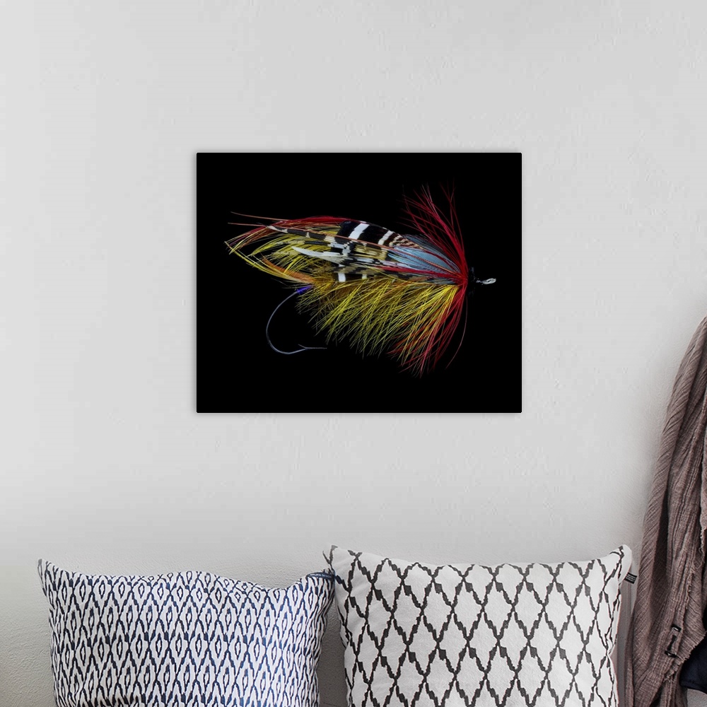 A bohemian room featuring Atlantic Salmon Fly Designs