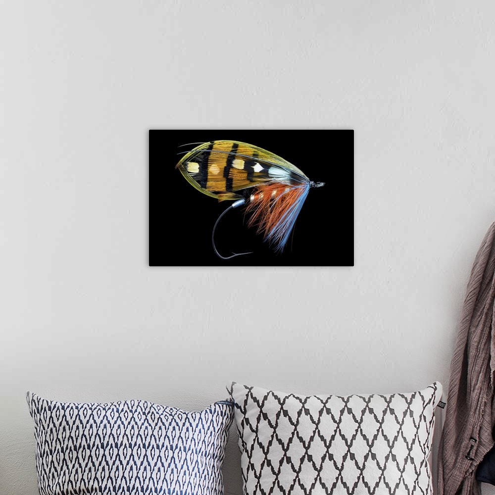 A bohemian room featuring Atlantic Salmon Fly Designs
