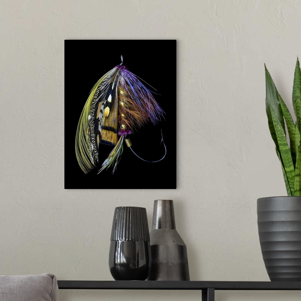 A modern room featuring Atlantic Salmon Fly Designs 'Blacker Unknown' Variant #2