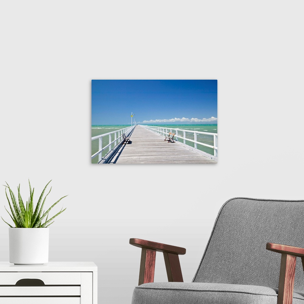 A modern room featuring AUSTRALIA, Queensland, Fraser Coast, Hervey Bay. Urangan Pier on Hervy Bay.