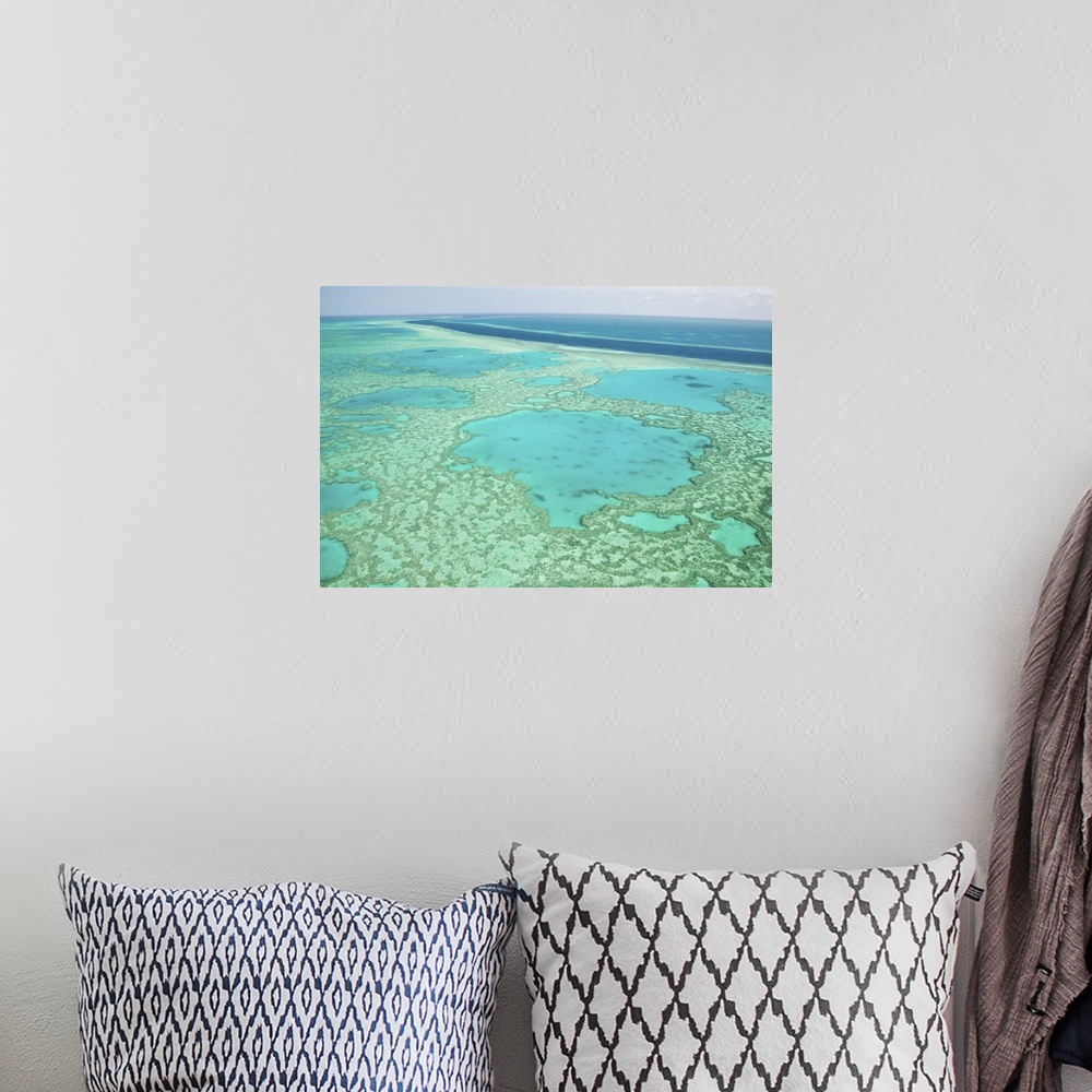 A bohemian room featuring AUSTRALIA, Queensland, Whitsunday Coast, Great Barrier Reef. Aerial of the Great Barrier Reef by ...