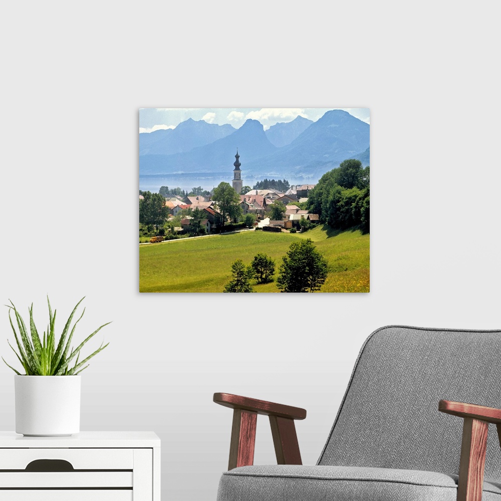 A modern room featuring Europe, Austria, St. Gilgen. St. Gilgen is at the end of Lake St. Wolfgang in the Salzkammergut, ...