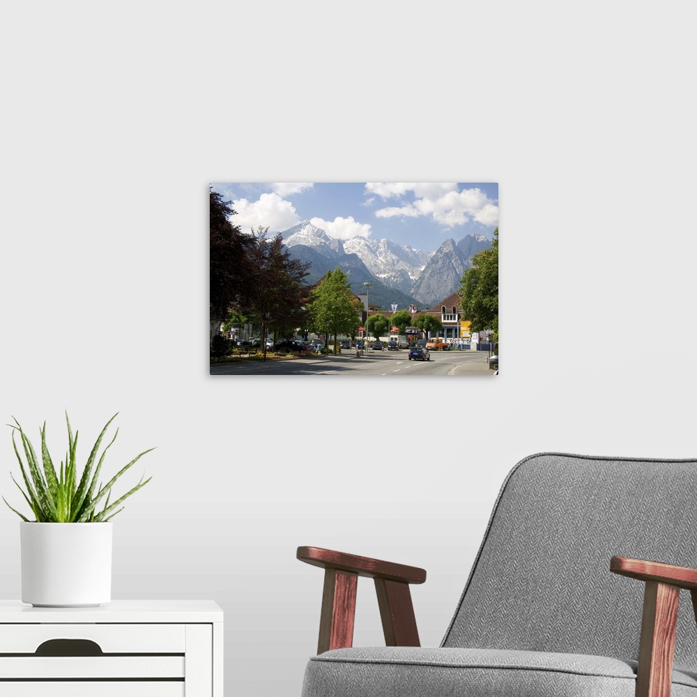 A modern room featuring Austrian Alps and the alpine village of Garmisch, Germany