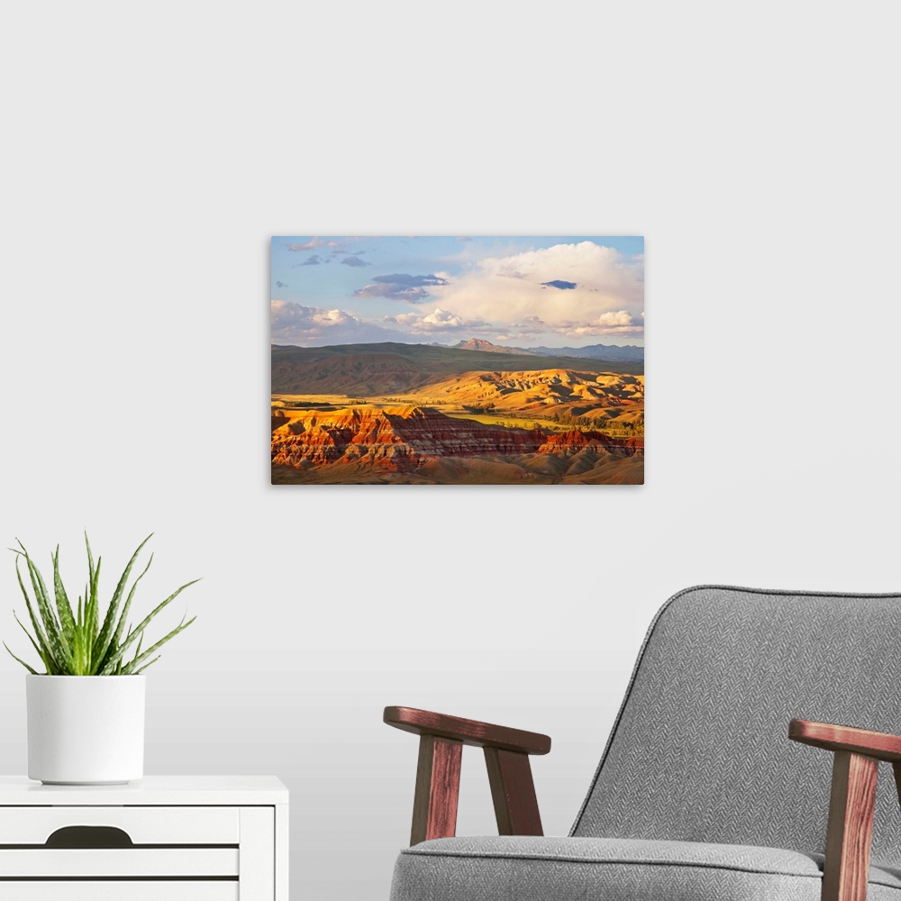 A modern room featuring Badlands and Castle Rock in Dubois, Wyoming, USA.