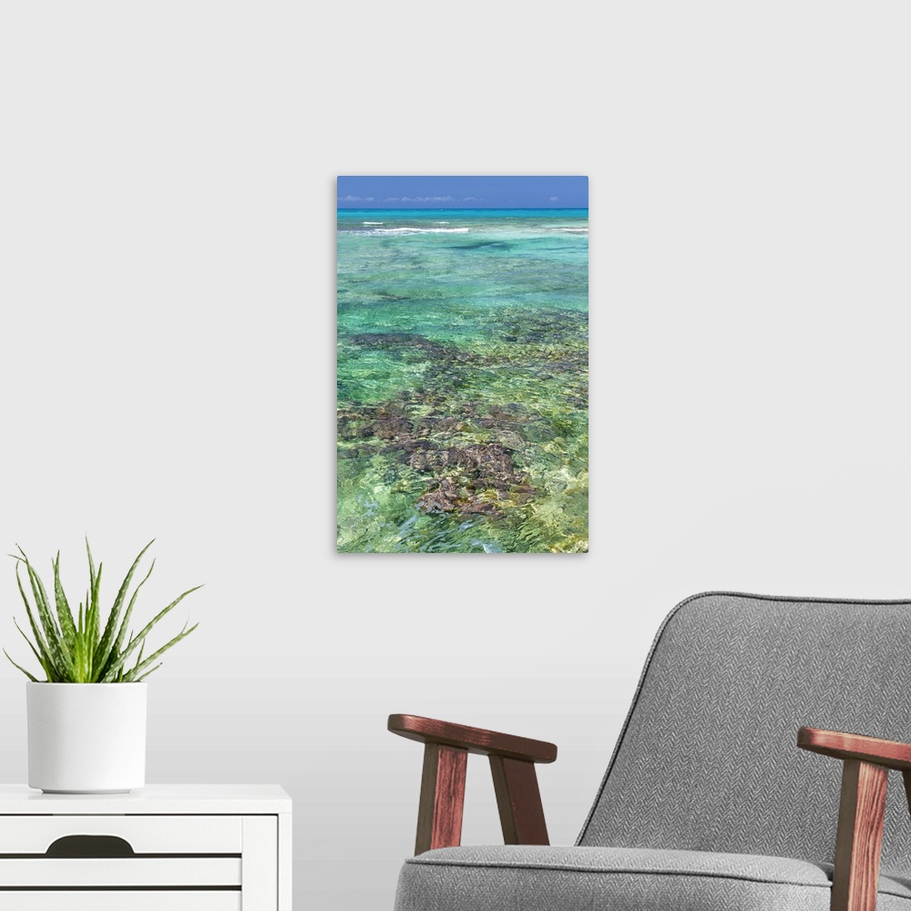 A modern room featuring Bahamas, Exuma Island. Seascape of clear ocean water.