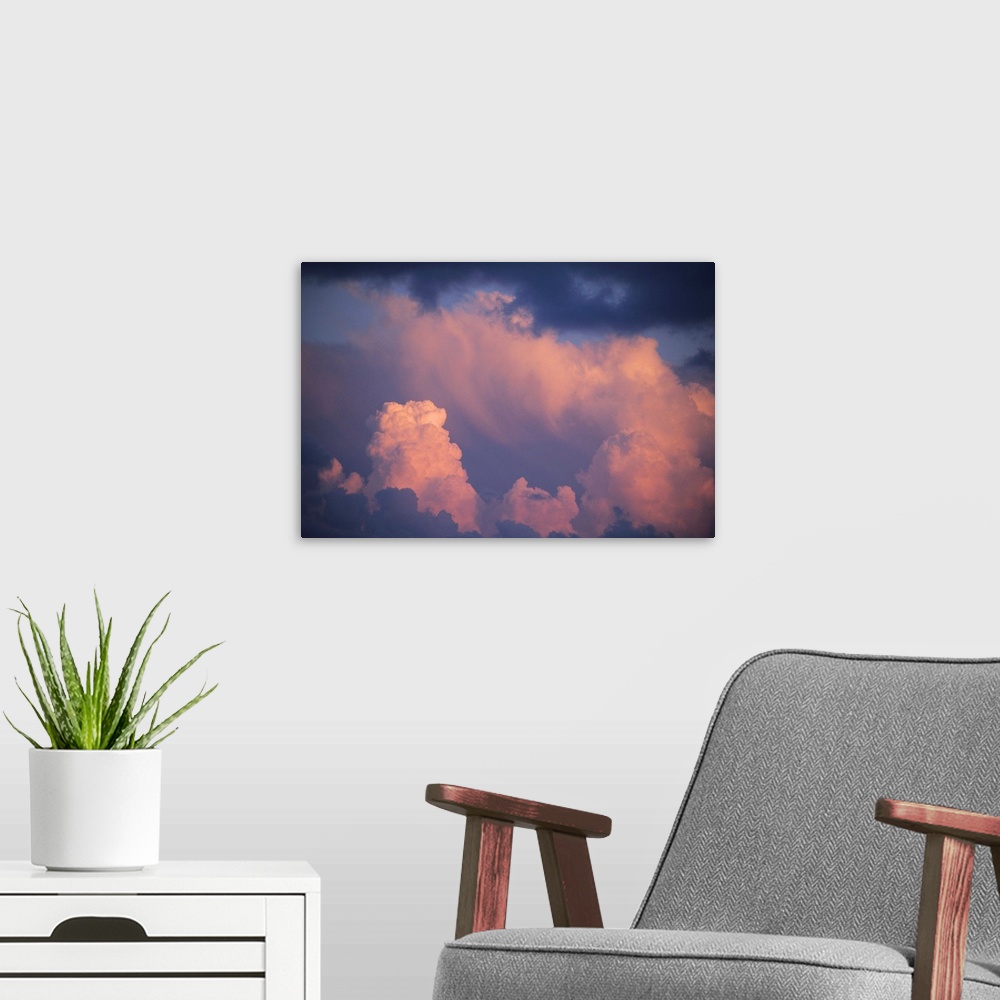 A modern room featuring Bahamas, thunderstorm at sunset.