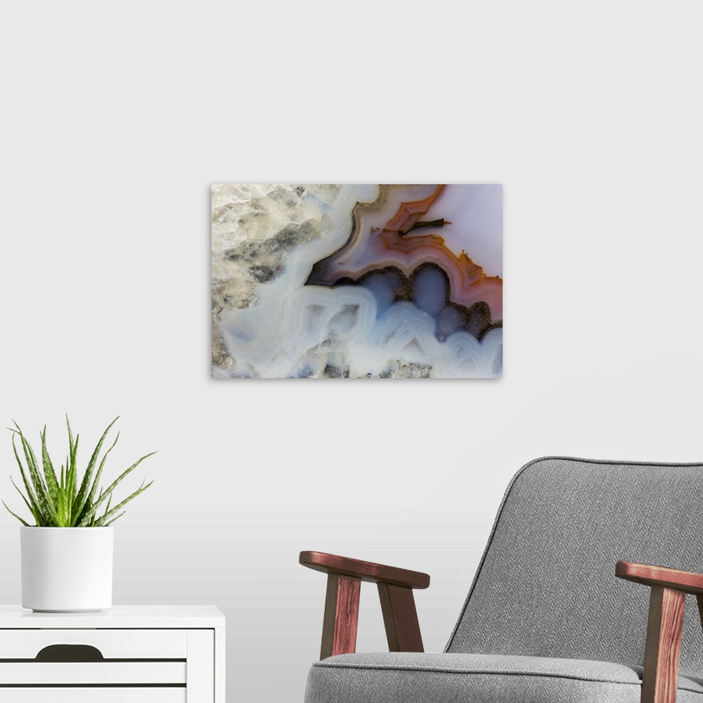 A modern room featuring Banded agate close-up