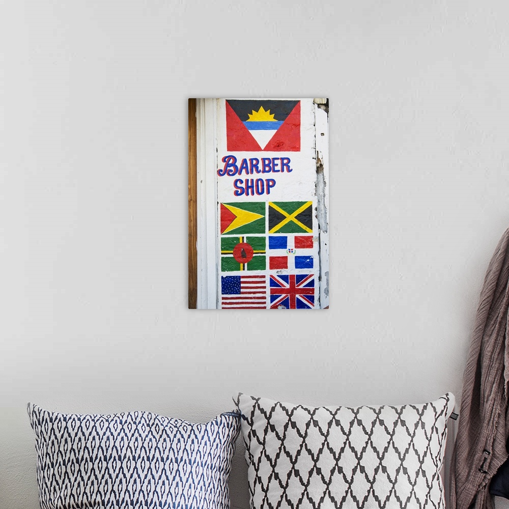 A bohemian room featuring Barber Shop Sign, Old City, St.John's, Antigua, West Indies, Caribbean, Central America
