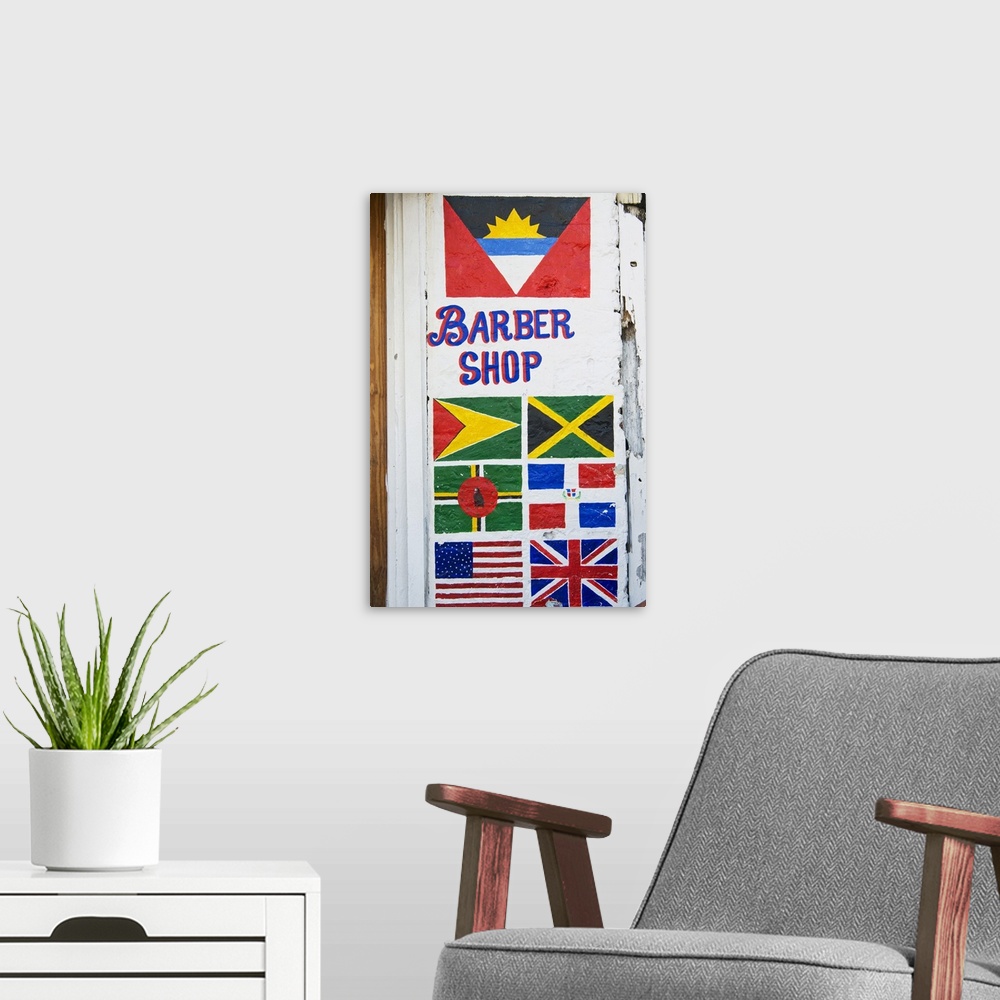 A modern room featuring Barber Shop Sign, Old City, St.John's, Antigua, West Indies, Caribbean, Central America