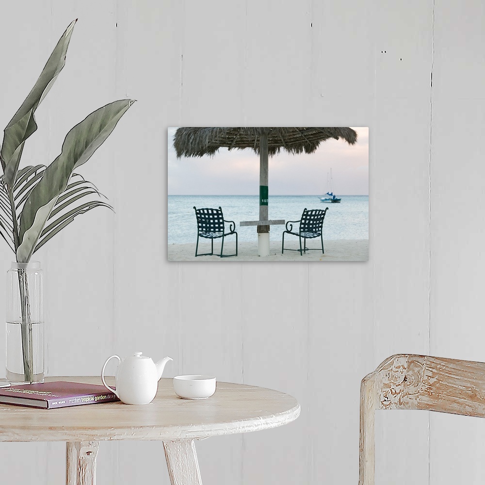 A farmhouse room featuring ABC Islands-ARUBA-Palm Beach:.Beach Chairs / Morning