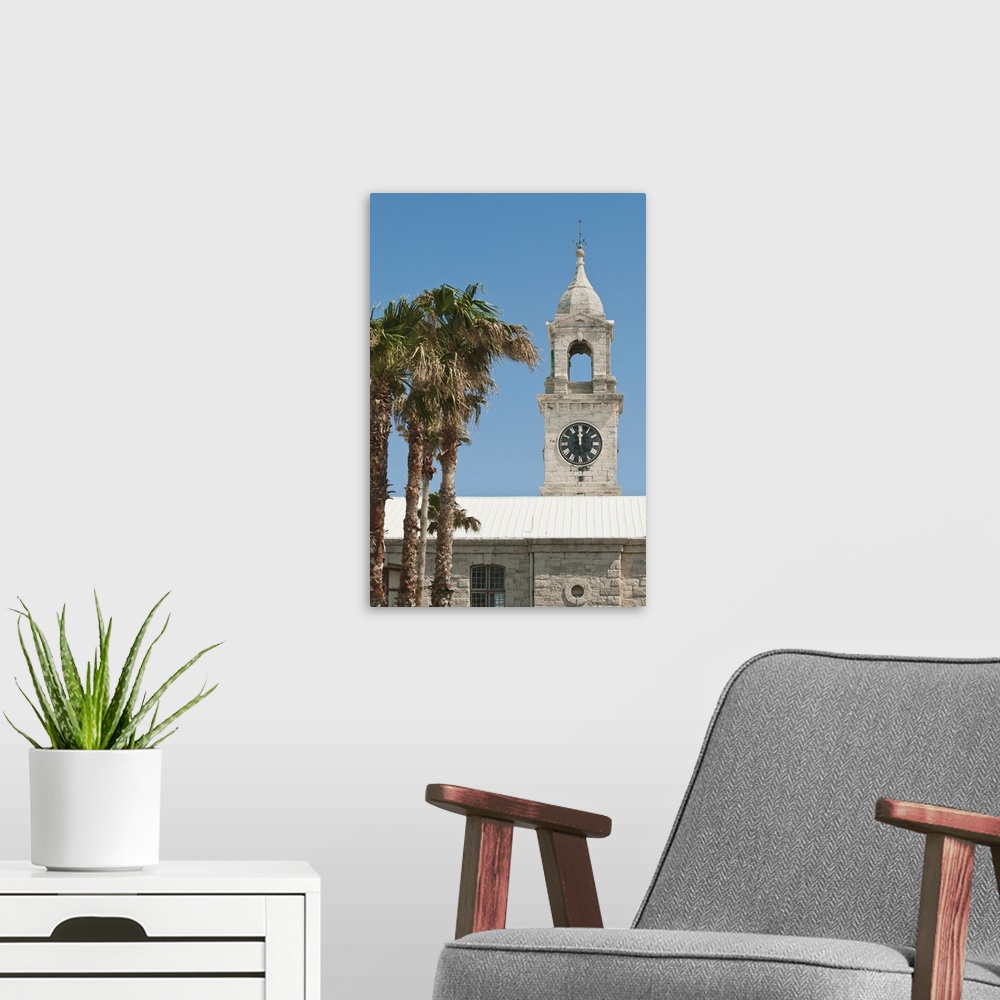 A modern room featuring Bermuda. Clock Tower (mall) at the Royal Naval Dockyard.