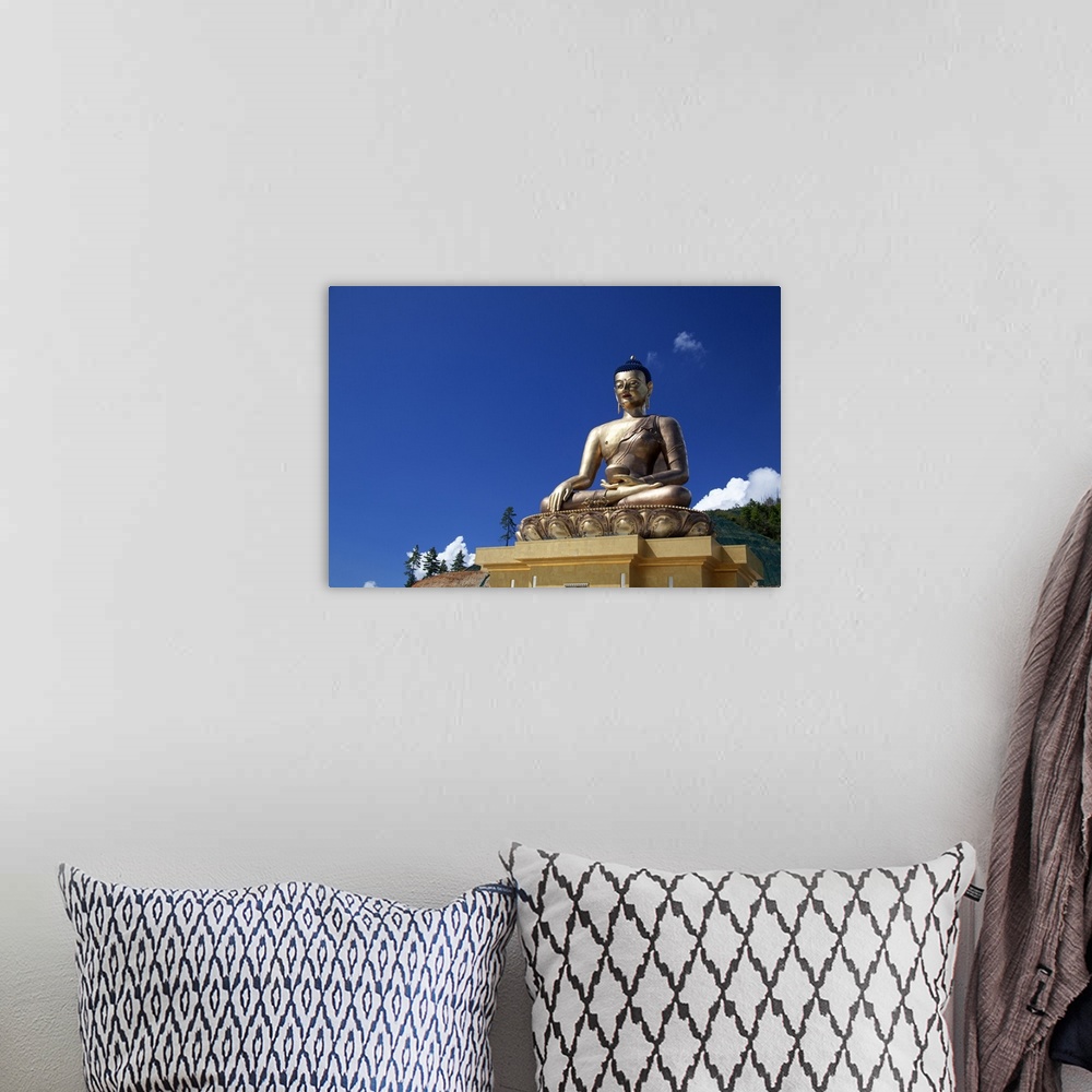 A bohemian room featuring Asia, Bhutan, Thimpu. Buddha Dordenma overlooking Thimpu.