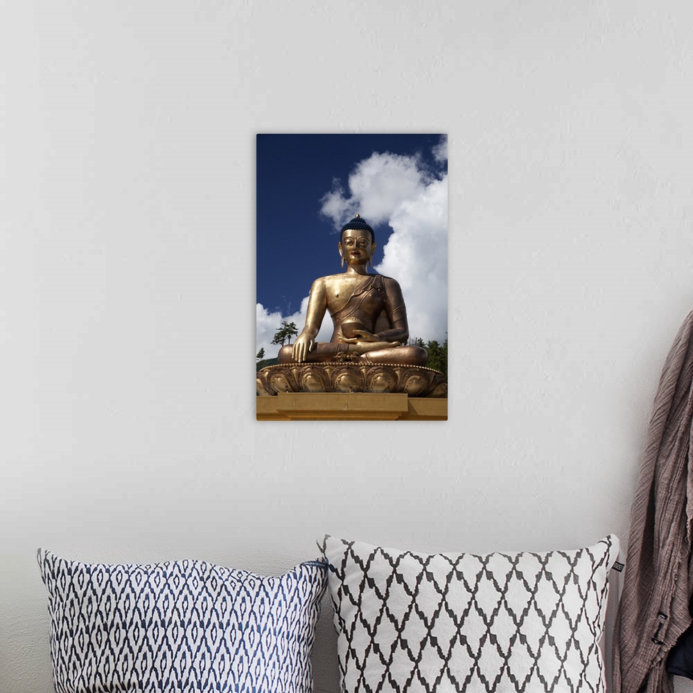 A bohemian room featuring Asia, Bhutan, Thimpu. Buddha Dordenma overlooking Thimpu.