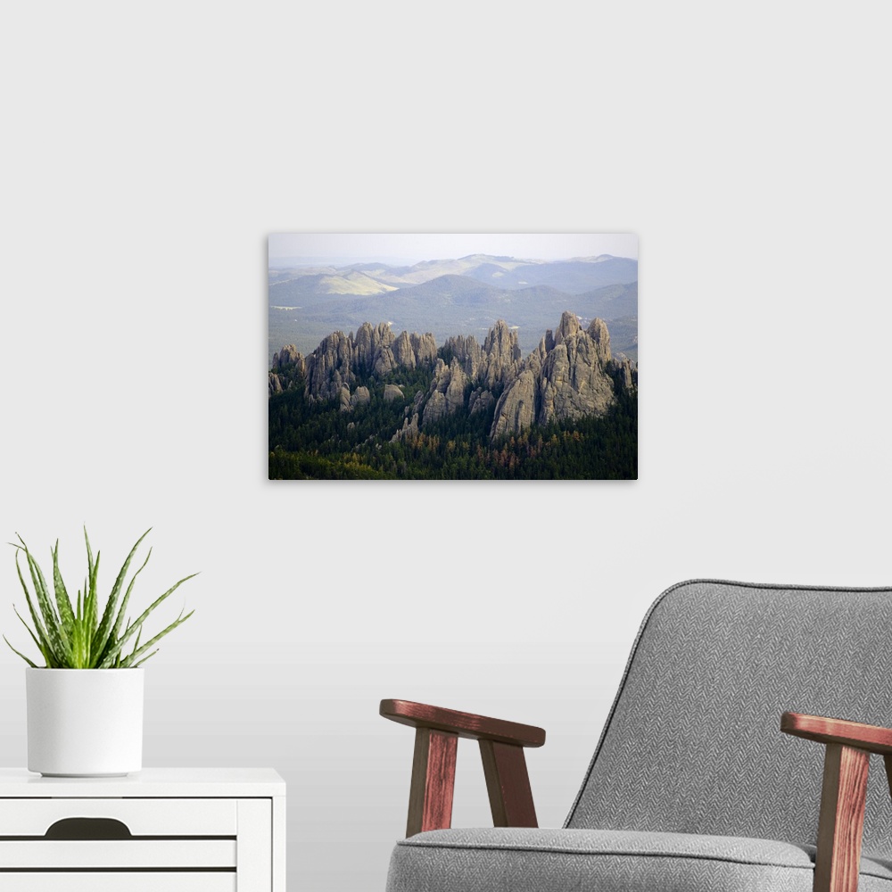 A modern room featuring Black Elk Wilderness, South Dakota. USA. View of Cathedral Spires from summit of 7242 foot Harney...