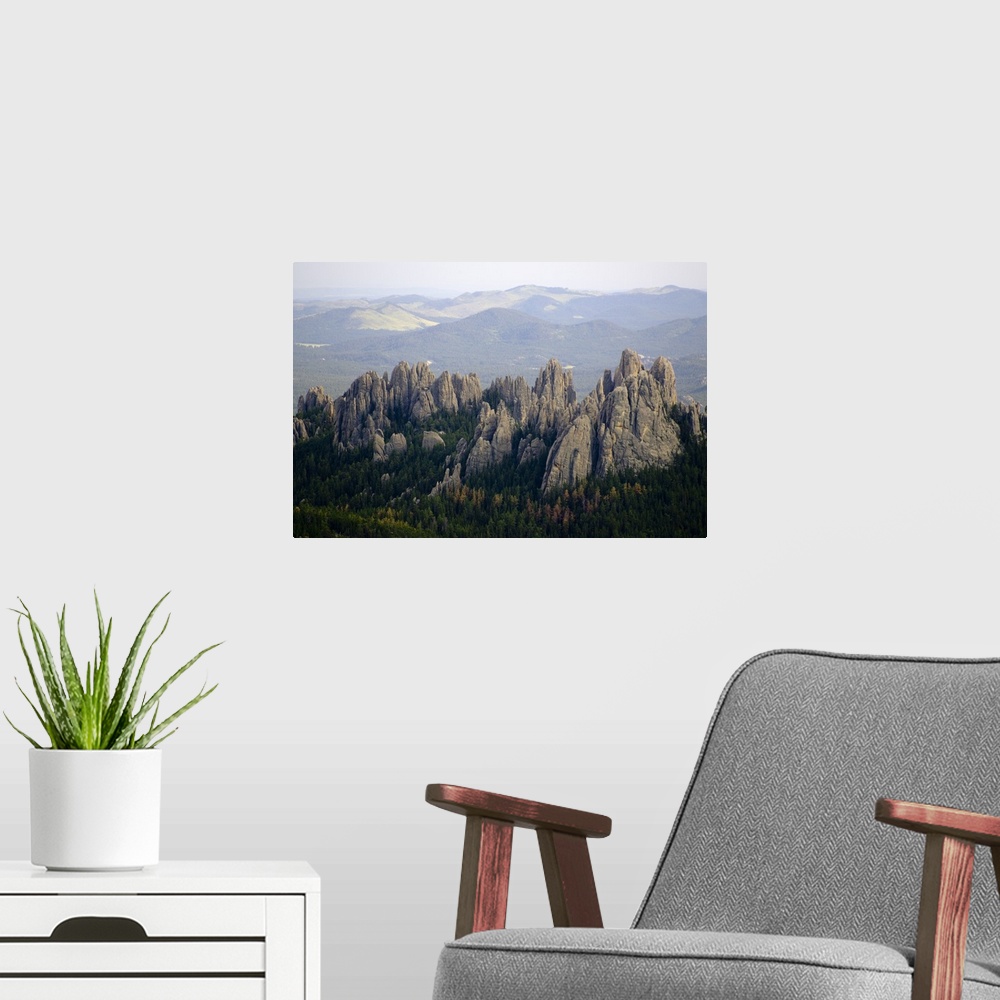 A modern room featuring Black Elk Wilderness, South Dakota. USA. View of Cathedral Spires from summit of 7242 foot Harney...