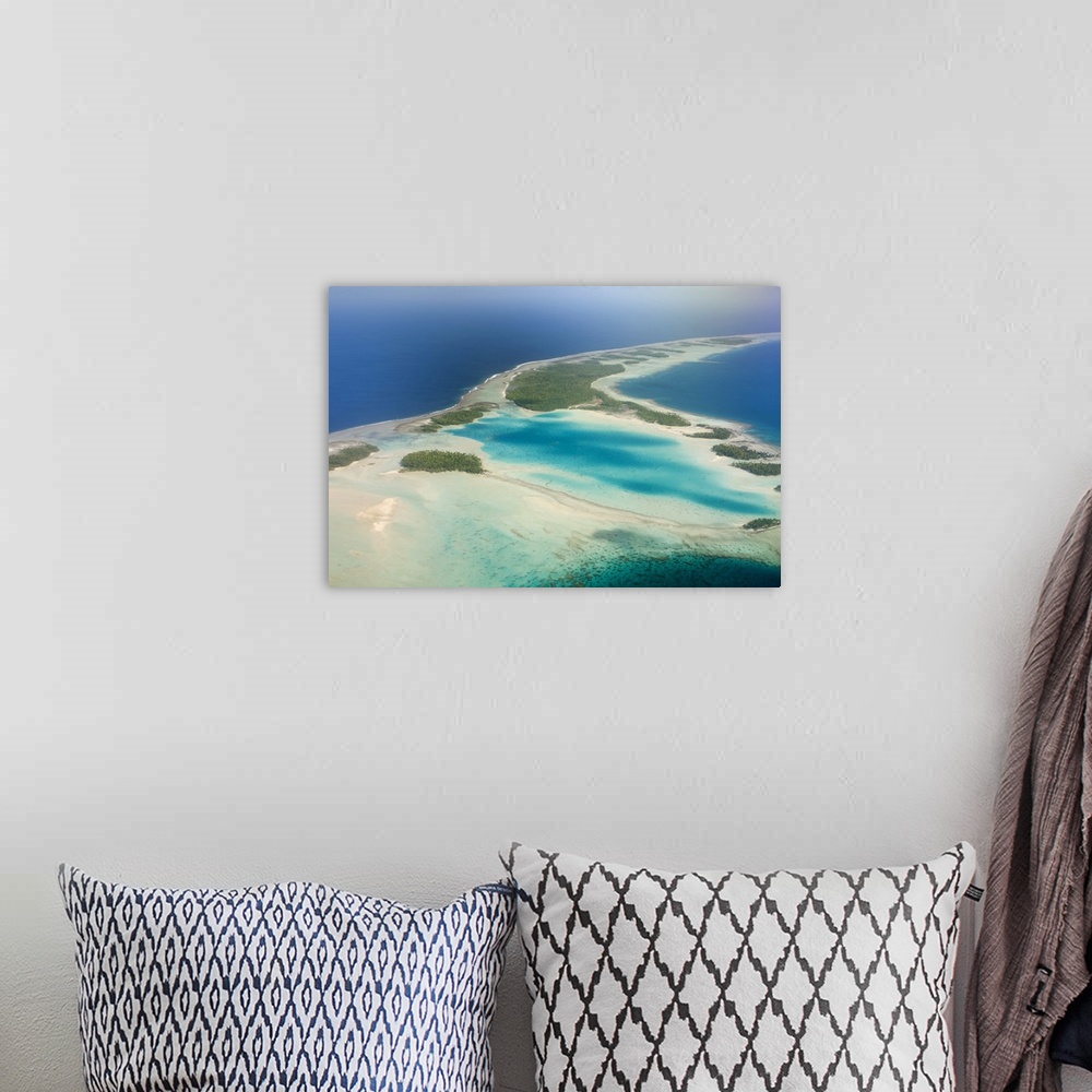 A bohemian room featuring Blue Lagoon, Rangiroa, Tuamotu Archipelago, French Polynesia.