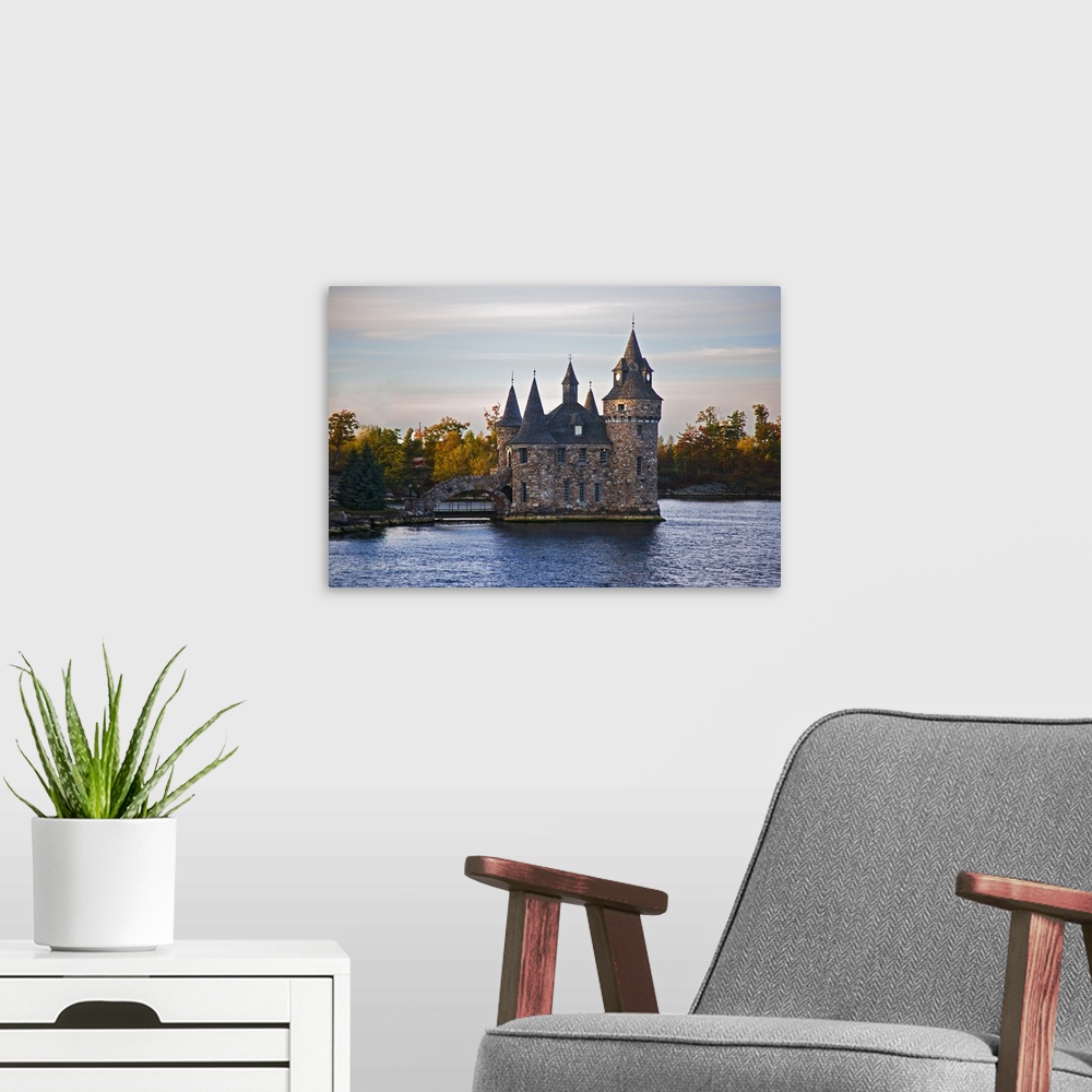 A modern room featuring Boldt Castle in the 1000 Islands Region of the St. Lawrence River, New York