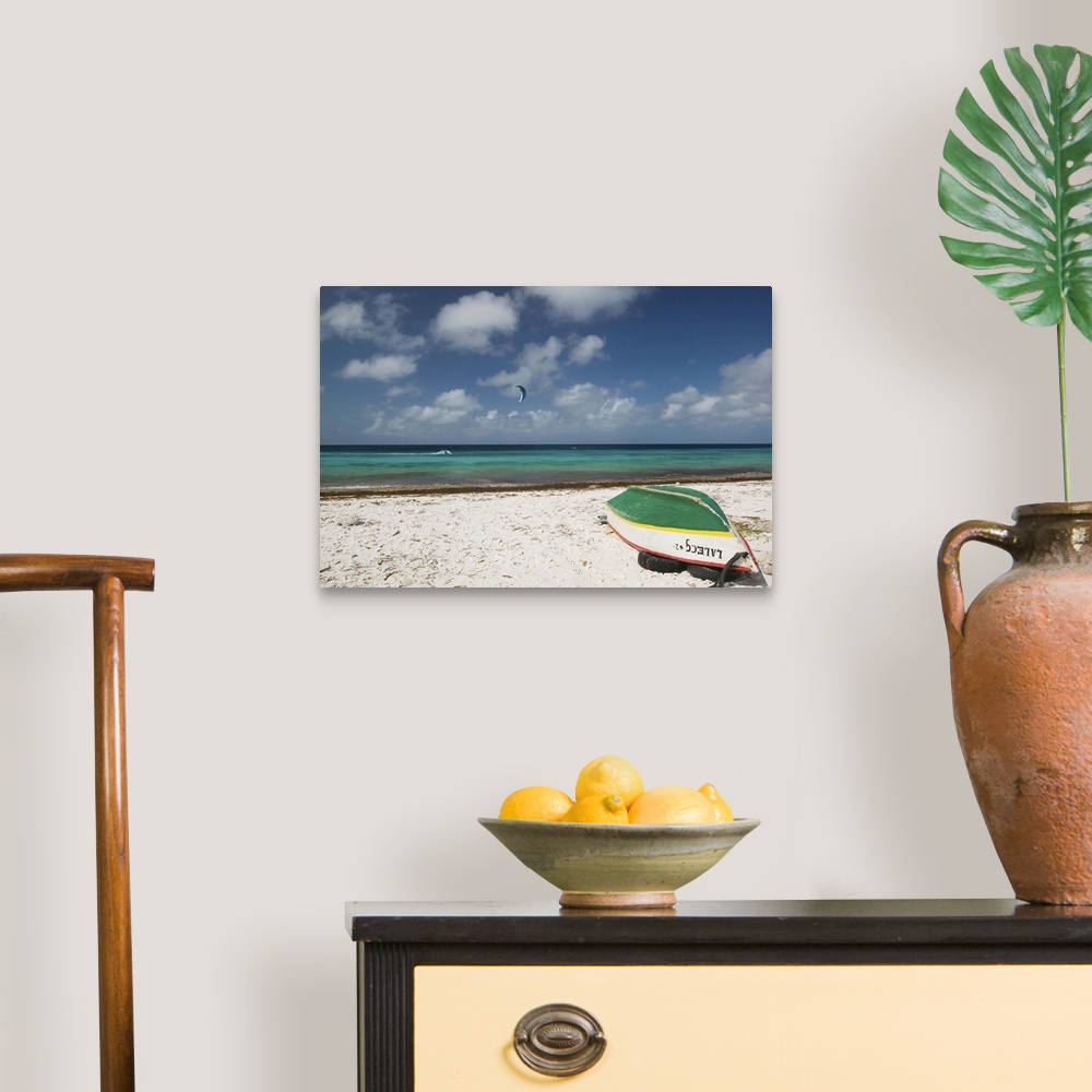 A traditional room featuring ABC Islands - BONAIRE - Pink Beach: Beach View with Fishing Boat