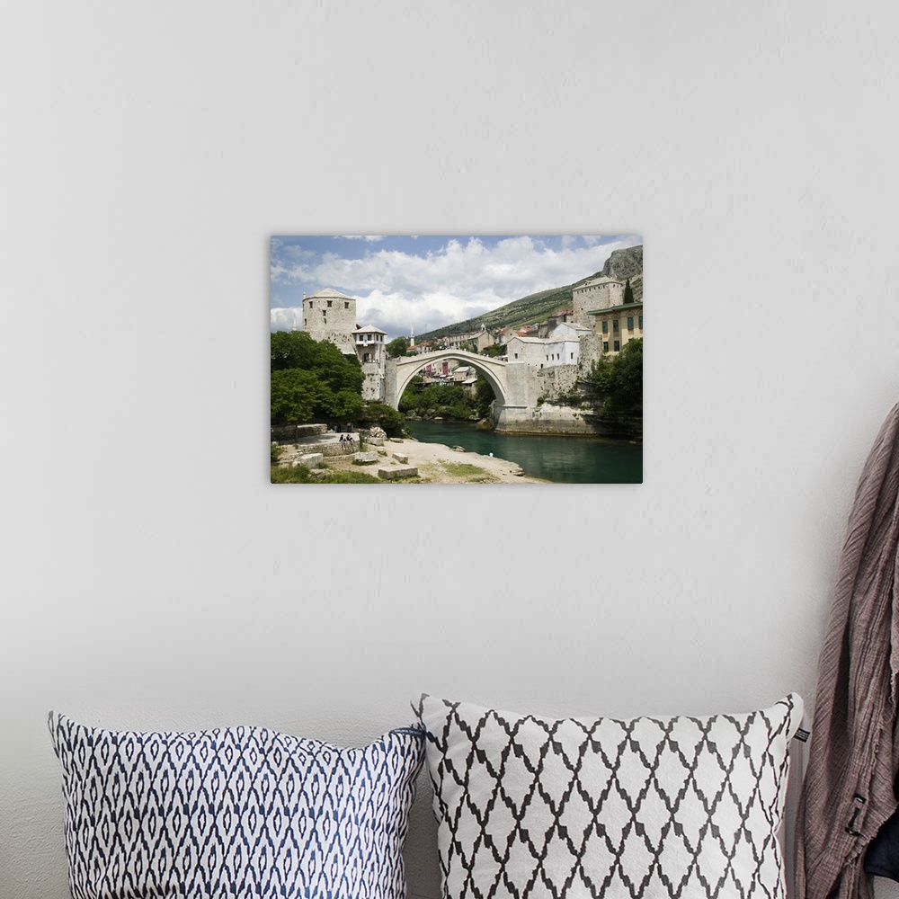 A bohemian room featuring Bosnia-Hercegovia - Mostar. The Old Bridge "Stari Most" - (b.1556/destroyed in 1993 / rebuilt in ...
