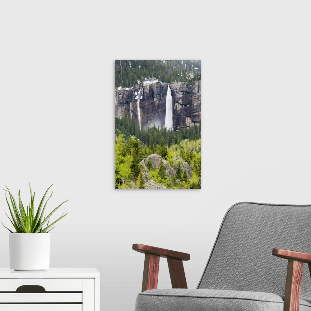 A modern room featuring Bridal Veil Falls, Mount Sneffels Wilderness, Telluride, Colorado.
