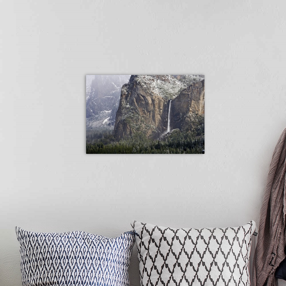 A bohemian room featuring Bridalveil Fall winter scene, Yosemite National Park, California.