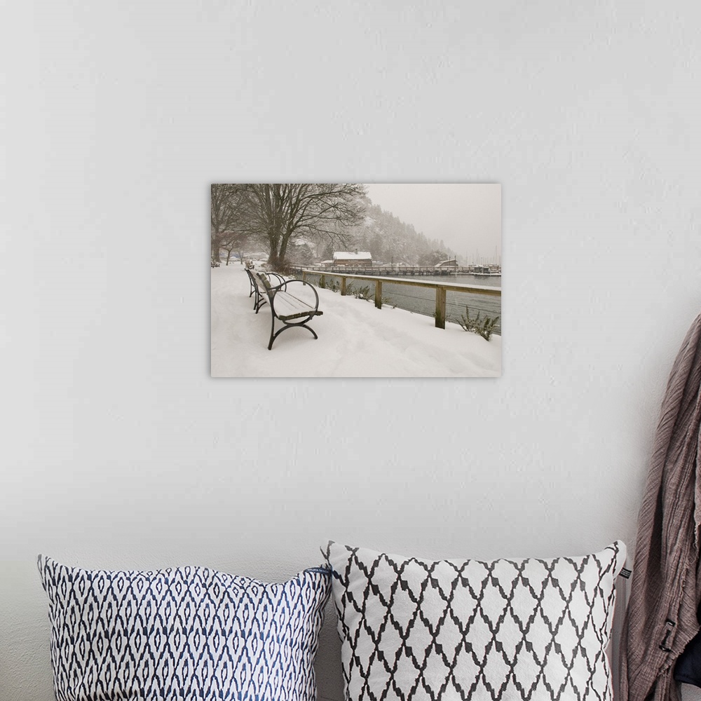 A bohemian room featuring CA, BC, Horseshoe Bay.  Heavy snowfall creates picturesque wintry scene.
