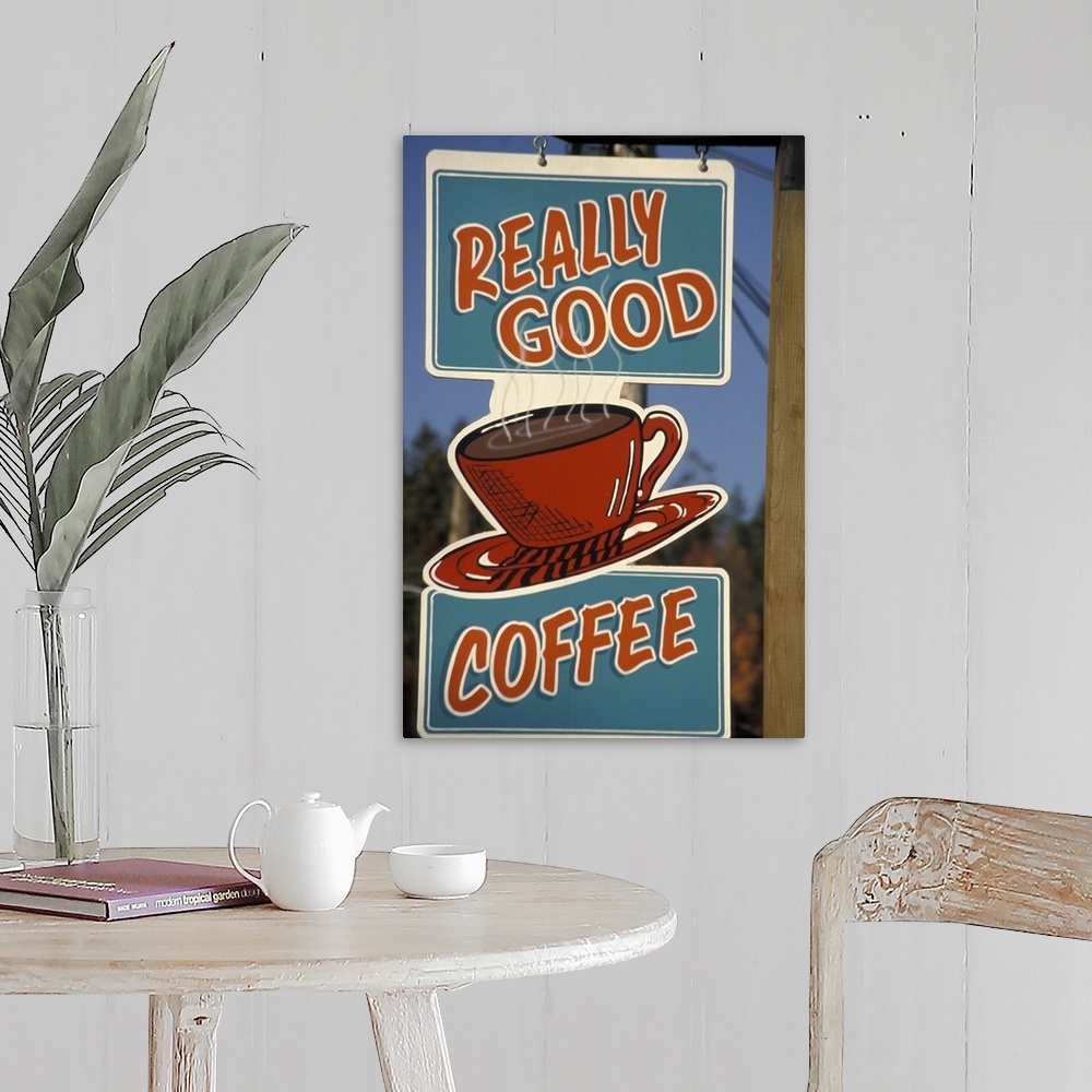 A farmhouse room featuring North America, Canada, British Columbia, Vancouver Island, Duncan.Coffee sign