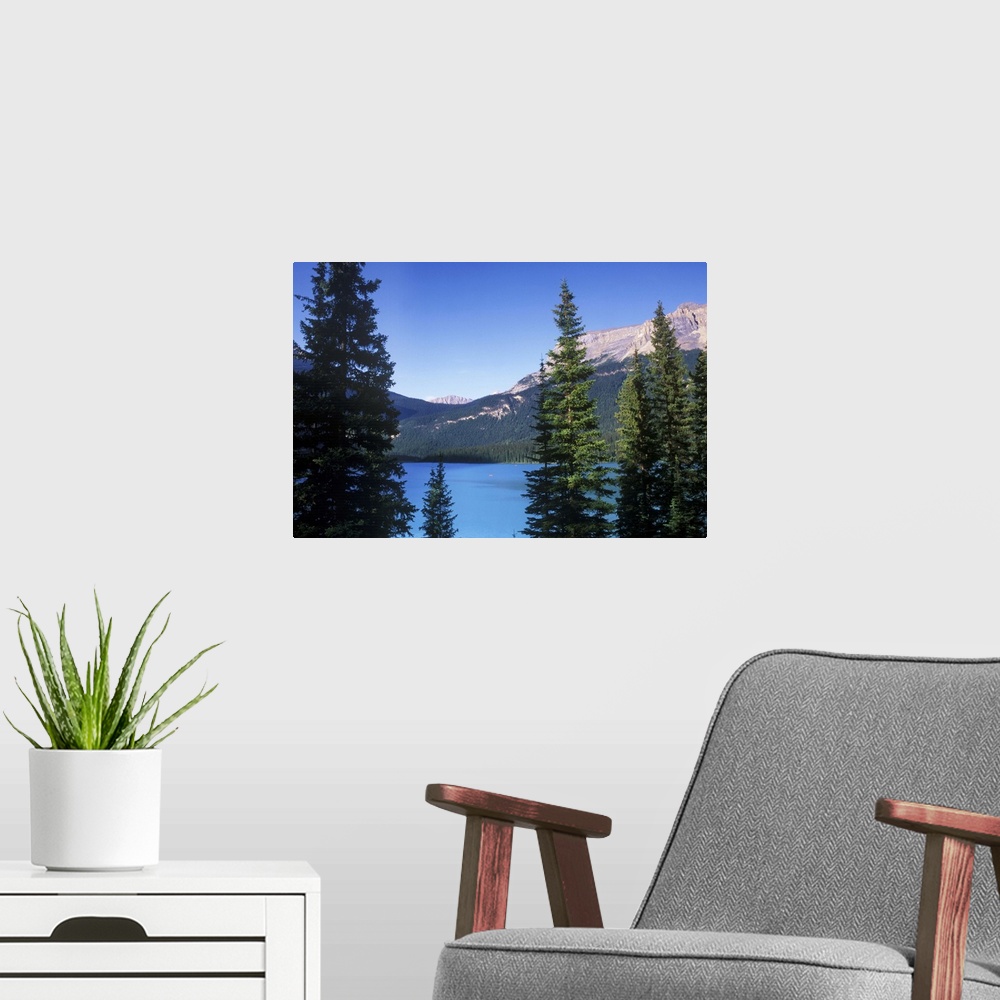 A modern room featuring Canada, British Columbia, Yoho NP, Emerald Lake, View From Emerald Lake Lodge