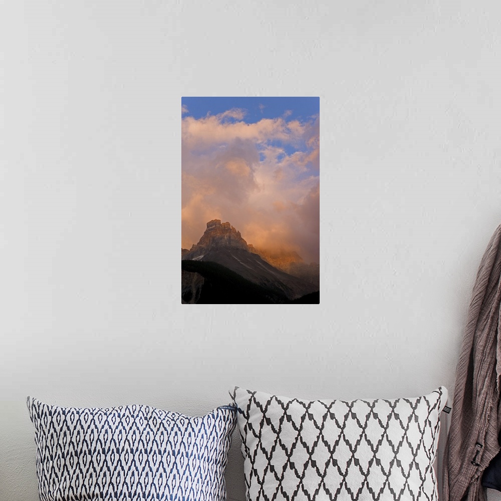 A bohemian room featuring Canada, British Columbia, Yoho National Park. Sunset colors clouds over Cathedral Mountain. Credi...