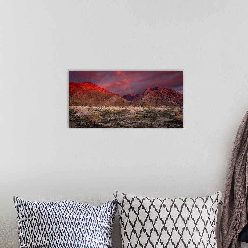 A bohemian room featuring USA, California, Anza-Borrego Desert State Park. Desert landscape and mountains at sunrise.