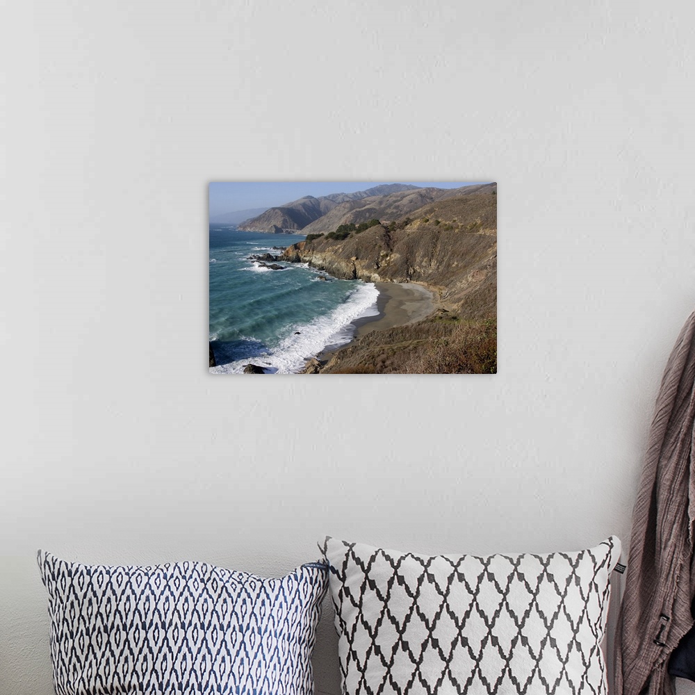 A bohemian room featuring USA, California. Big Sur, view from Highway 1 of the coastline with Bixby Bridge in the distance.