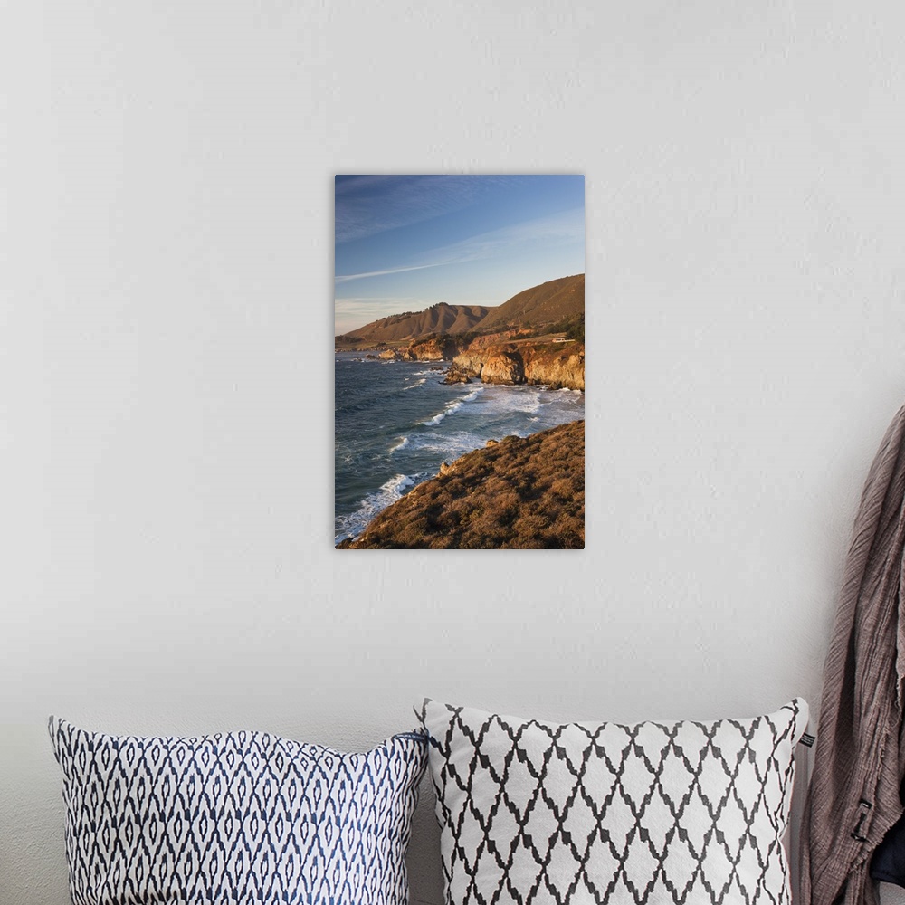 A bohemian room featuring USA, California, Central Coast, Big Sur Area, coastal view by Castle Rock, sunset