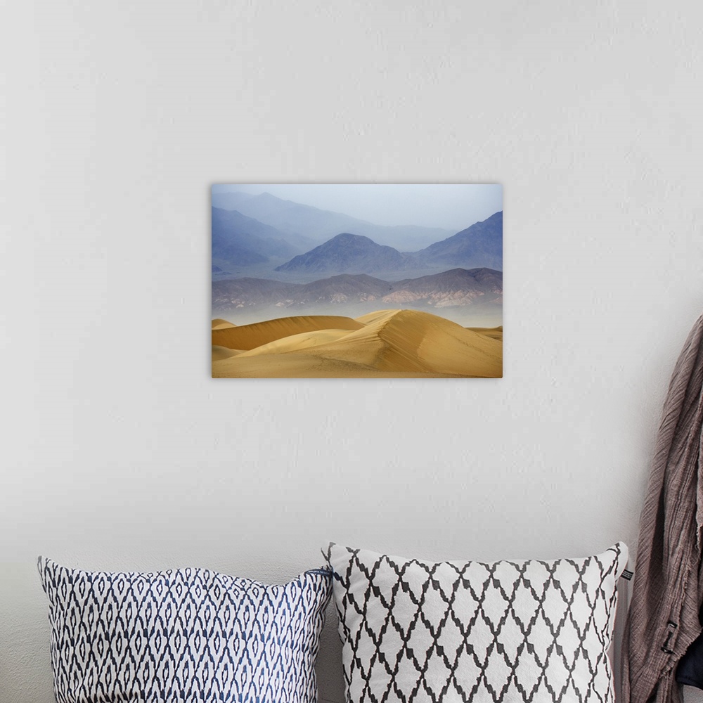 A bohemian room featuring USA, California, Death Valley National Park. Sand dunes on stormy day. Credit: Dennis Flaherty / ...